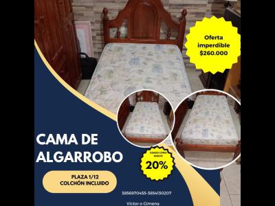Varios  Cama algarrobo 1 plaza y media con colchon
