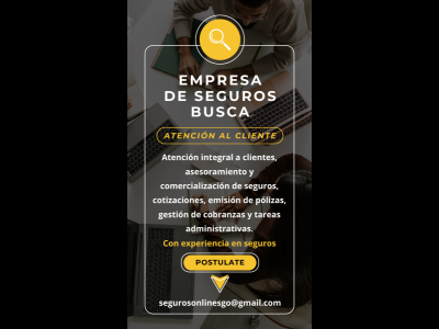 Empleos  Buscamos personal de Atencin Al cliente - Venta de Seguros