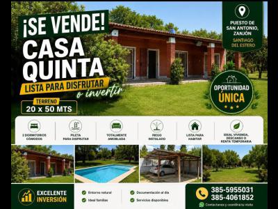 Casas Venta Santiago Del Estero OPORTUNIDAD �NICA ? CASA QUINTA ? en Puesto de San Antonio, Zanj�n.