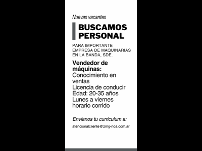 Empleos  Buscamos Vendedor de Maquinarias